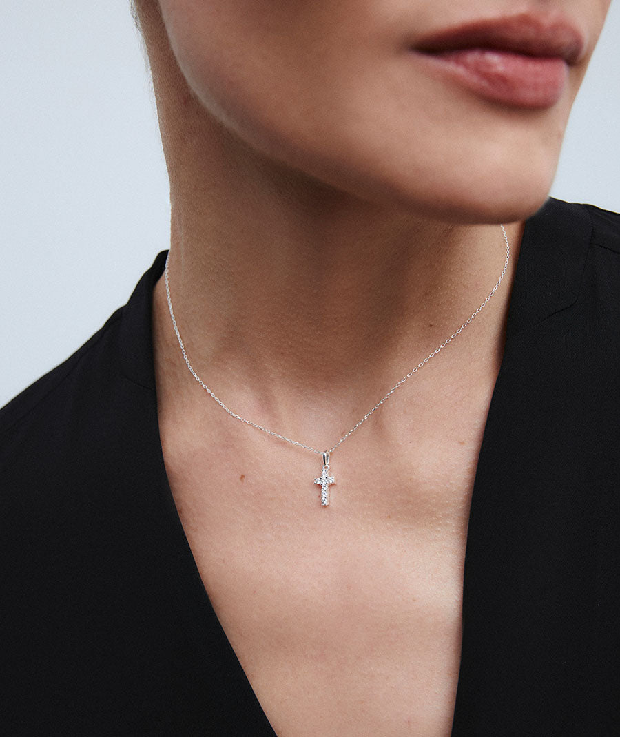 Colgante mini Cruz con circonitas