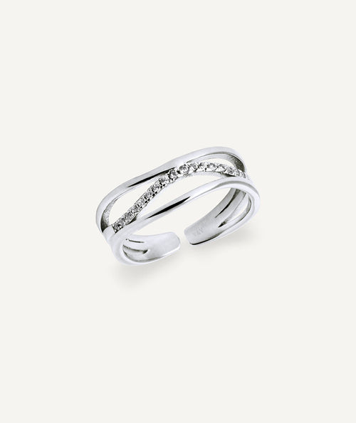 Anillo tiras Shine con circonitas