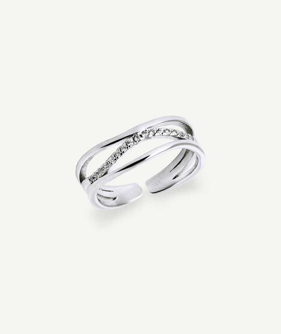 Ring Shine with strands and zirconia stones