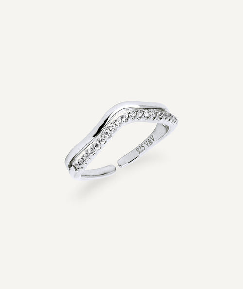 Ring Shía wavy duo with zirconia stones