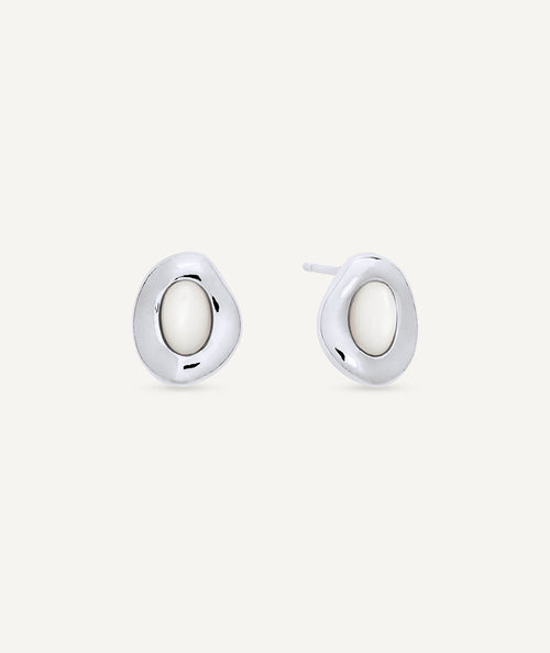 Earrings button Ivoria with white mother-of-pearl