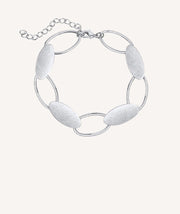 Silver Oval Links Bracelet Rayados