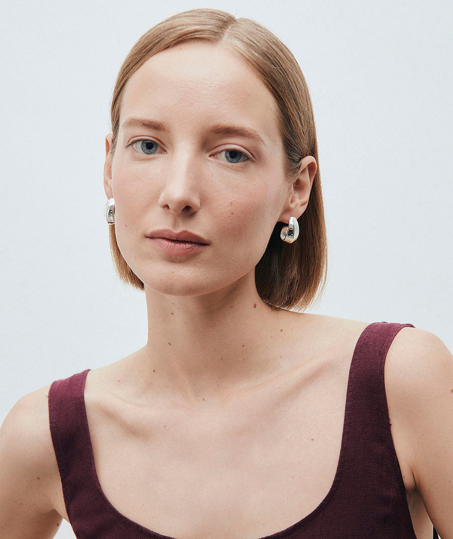 Earrings Crescent with Dual Texture