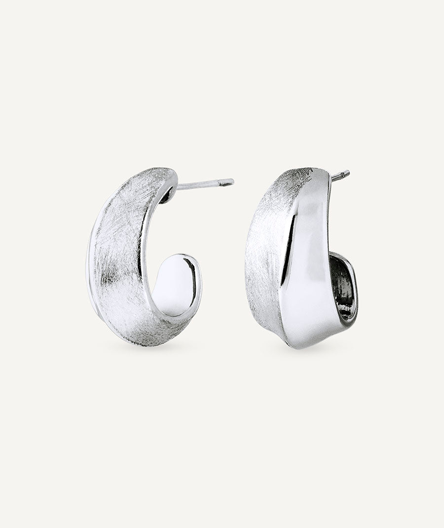 Earrings Crescent with Dual Texture