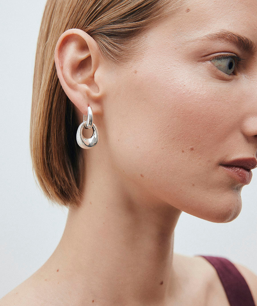 Earrings Interlaced Hoops with Dual Texture