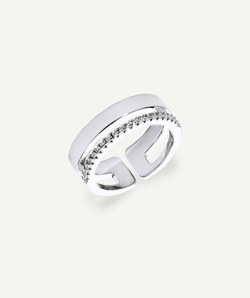 Anillo liso Lucent de circonitas