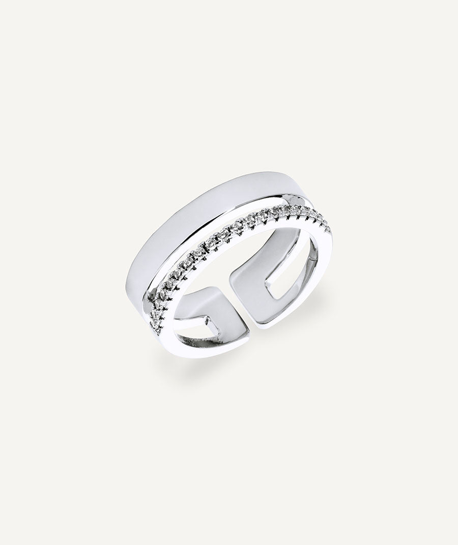 Anillo liso Lucent de circonitas