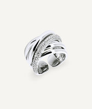 Ring Idilia intertwined strips with zircons