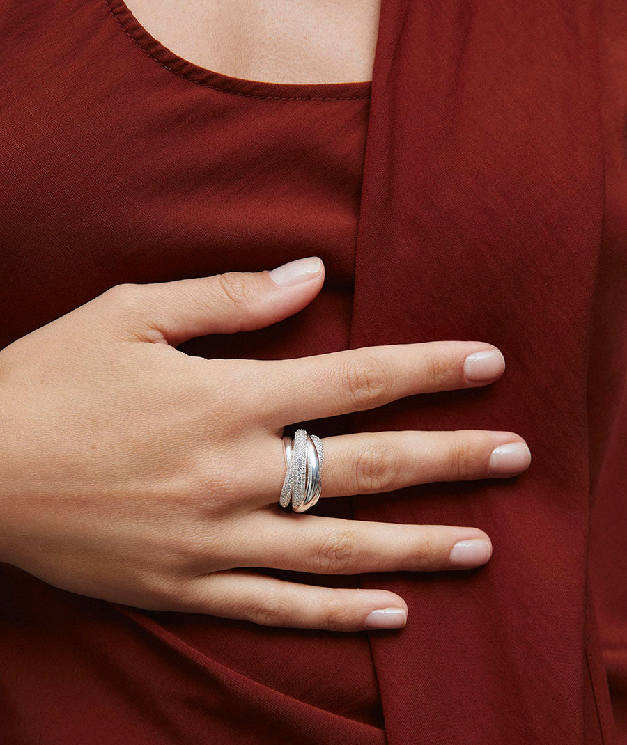 Anillo tiras Luire con circonitas