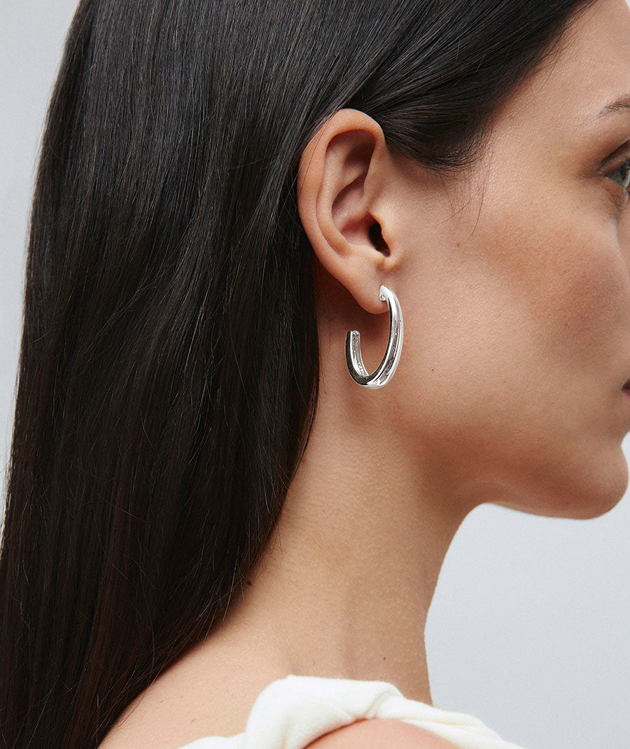 Earrings Arc half-moon smooth oval