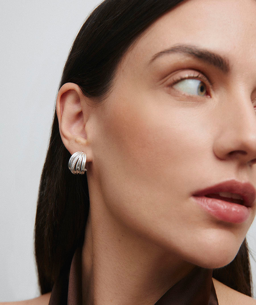 Pendientes semiluna tiras Allure con circonitas