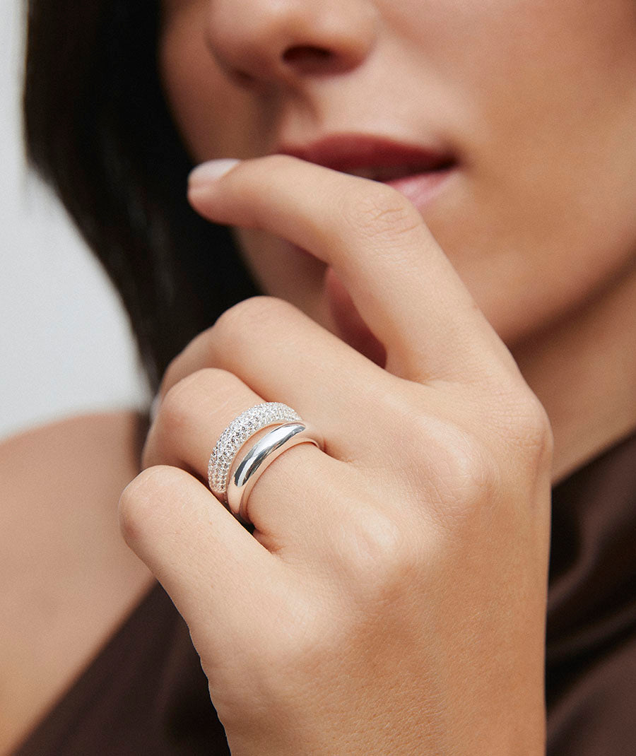 Anillo dúo abierto Allure con circonitas