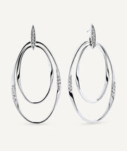 Earrings long maxi oval Flow with zirconia