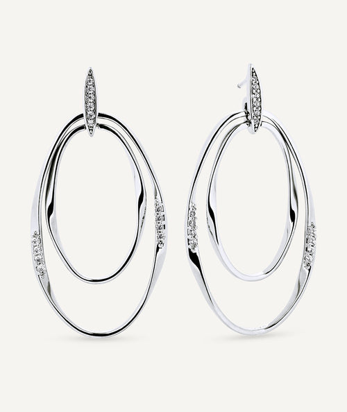 Earrings long maxi oval Flow with zirconia