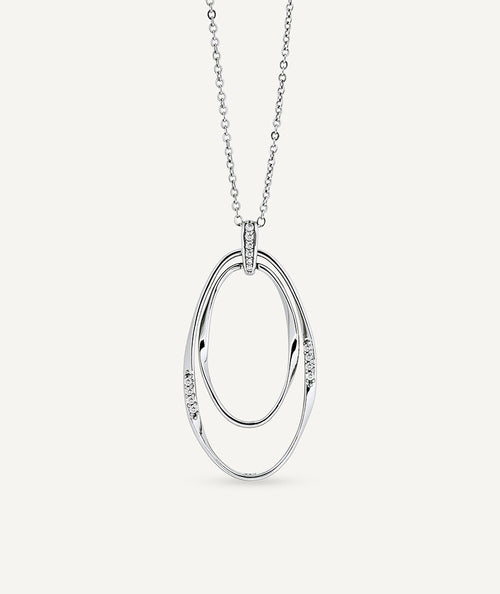Necklace oval Flow with zirconia