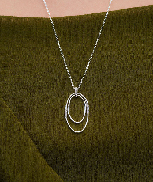 Necklace oval Flow with zirconia secundaria