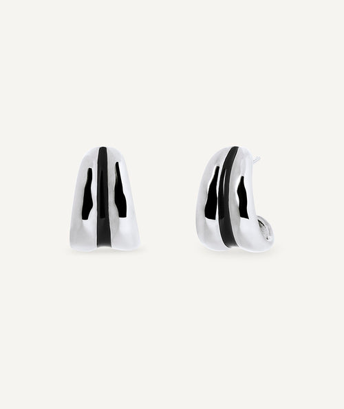 Pendientes semiluna Horizonte con esmaltes negro