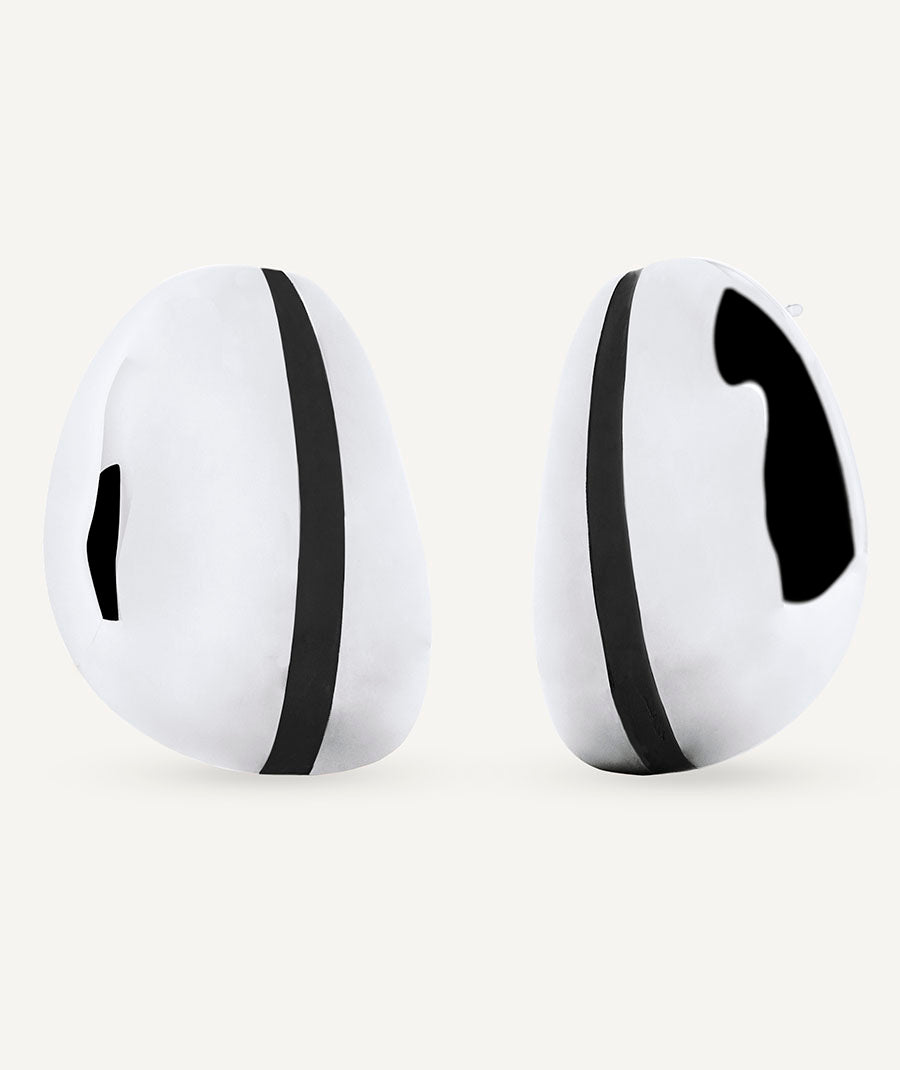 Pendientes volumen Horizonte con esmaltes negro