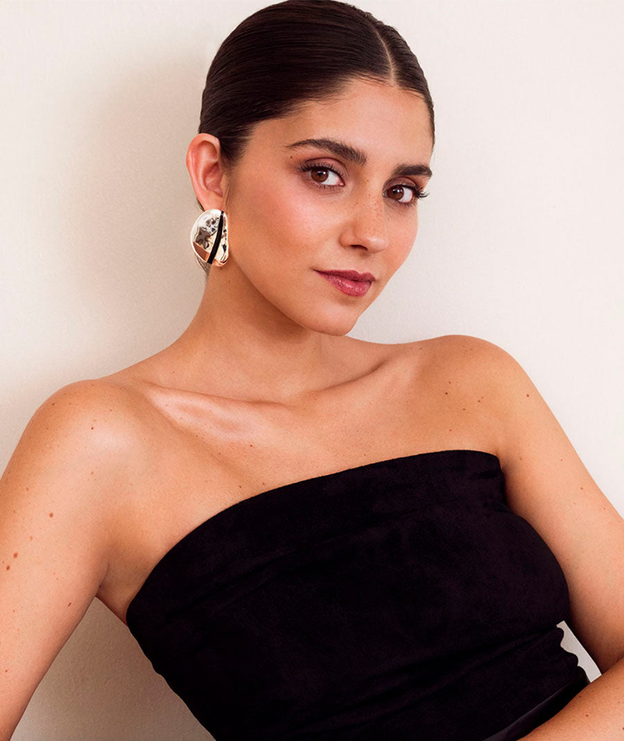 Pendientes volumen Horizonte con esmaltes negro