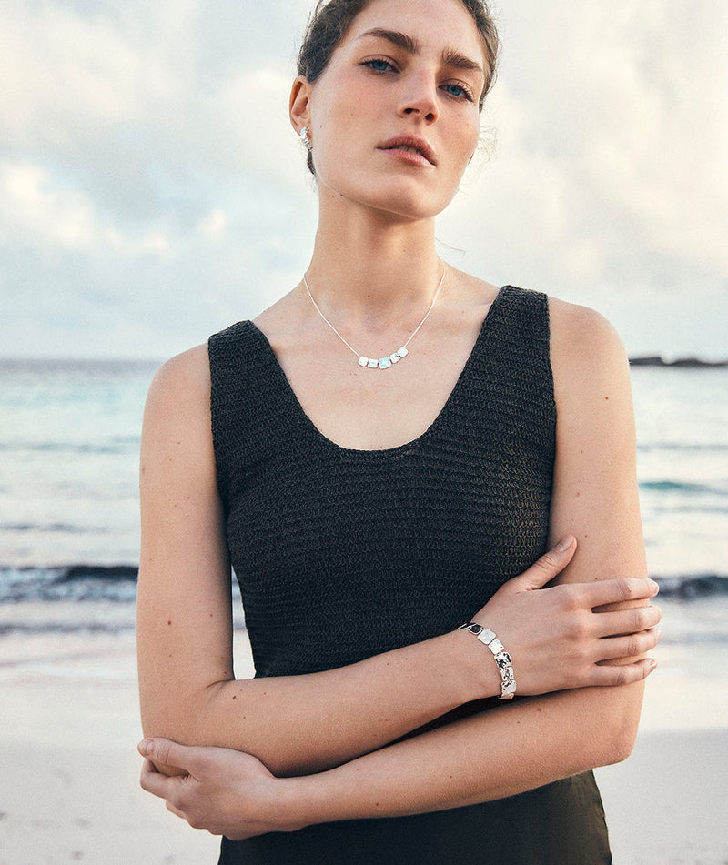 Necklace fine chain squares Reflexes