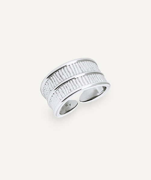 Ring dúal Horizonte with strands and zirconia stones