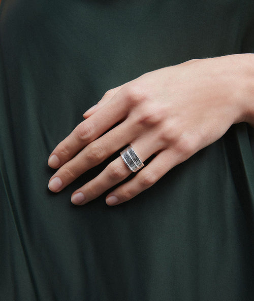 Ring dúal Horizonte with strands and zirconia stones secundaria