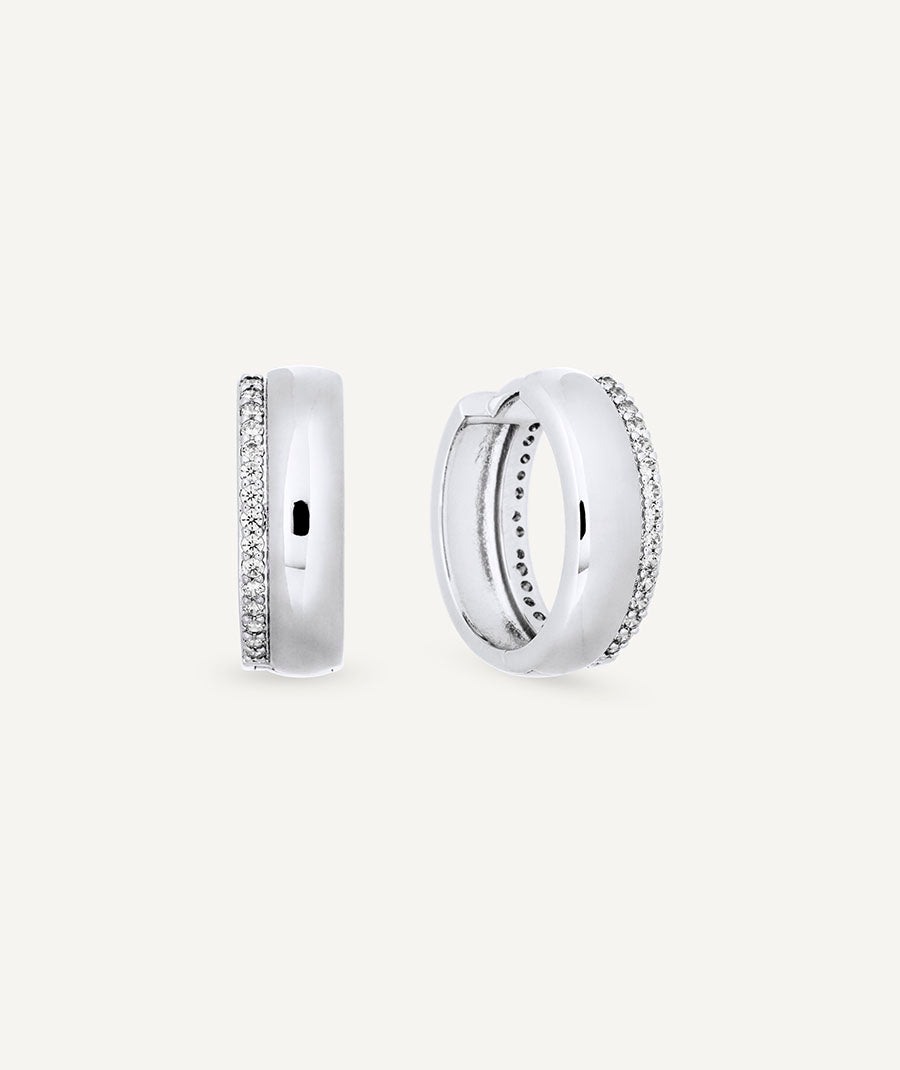 Earrings mini hoop Coctel with white cubic zirconia