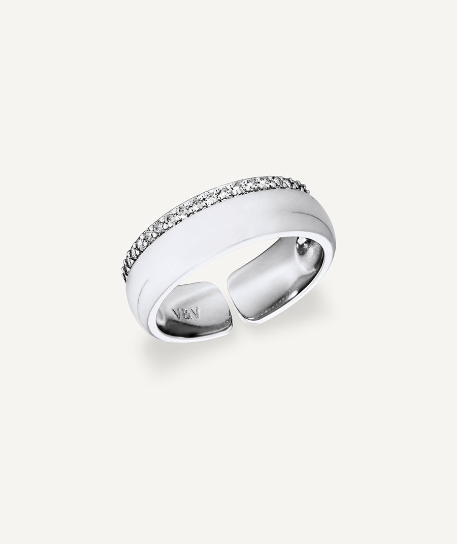 Ring fine Coctel with white cubic zirconia