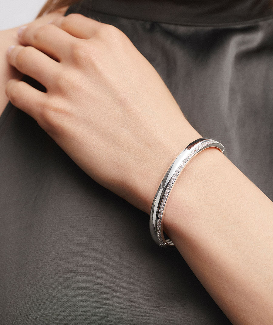Bangle rigid Coctel with white cubic zirconia