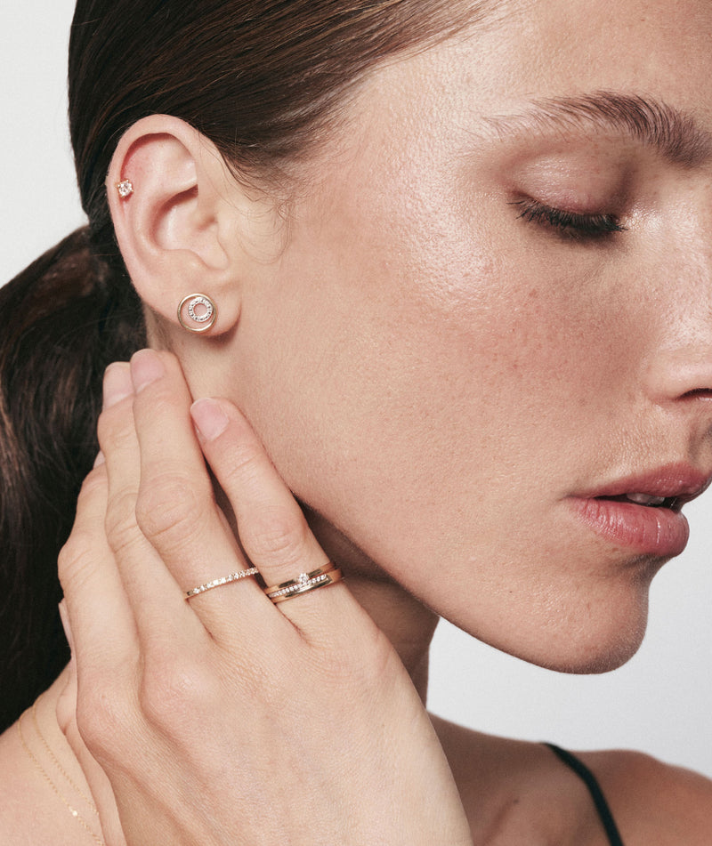 Earrings button diamonds and gold Eterne