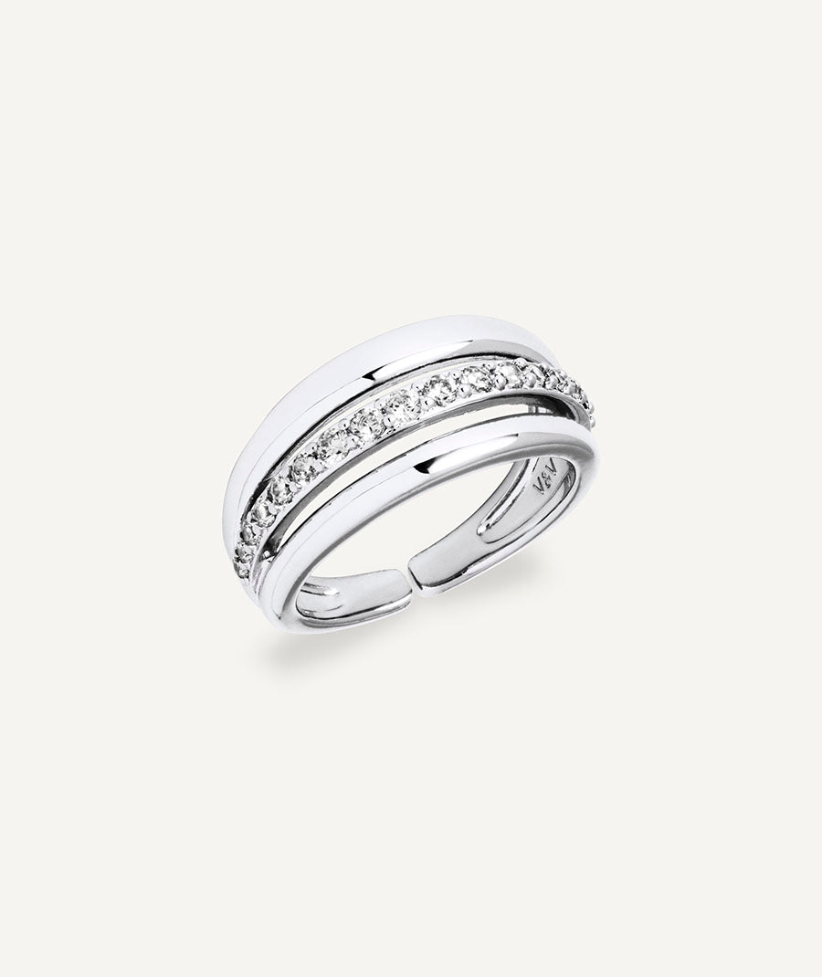 Ring Coctel with white cubic zirconia
