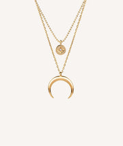 Gold pendant Zirconia Double Moon Reversed