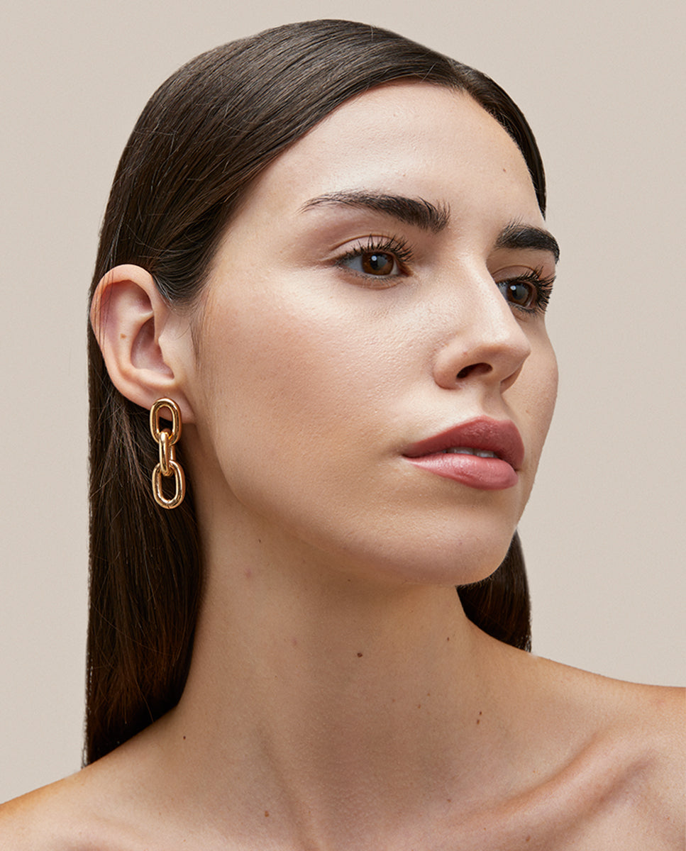 Earrings Julieta 18 Kt Gold Plated link oval