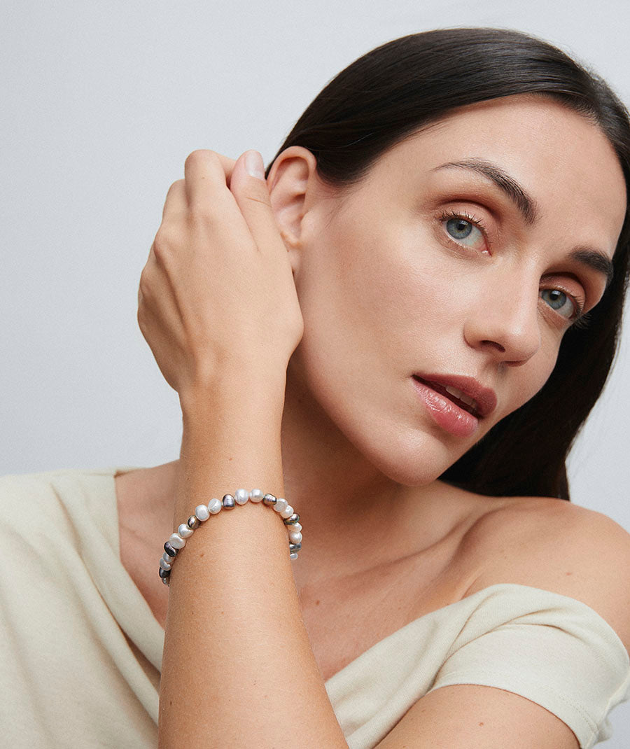 Pulsera Hiverna con perlas cultivadas bicolor