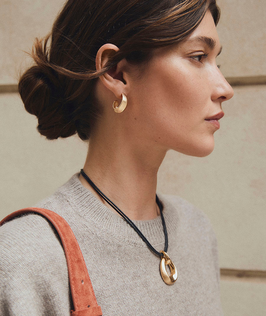 Earrings Dual Textured Crescent