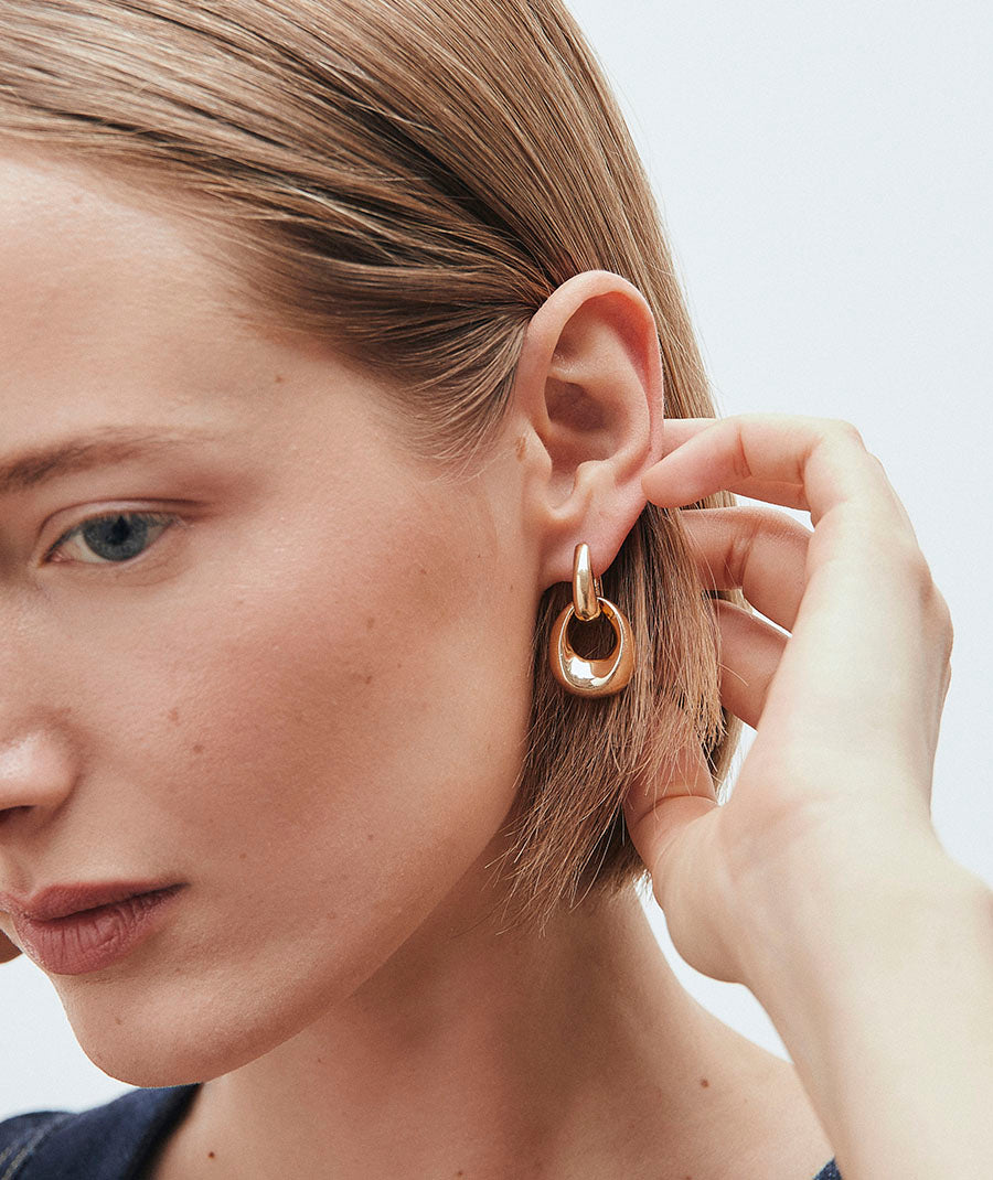 Earrings Dual Textured Interlaced Hoops