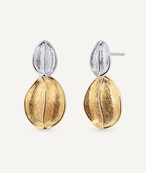 Earrings Curve Duo Textured Leaves