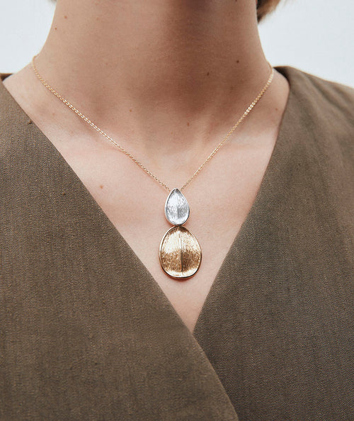 Necklace Curve Duo Leaves secundaria
