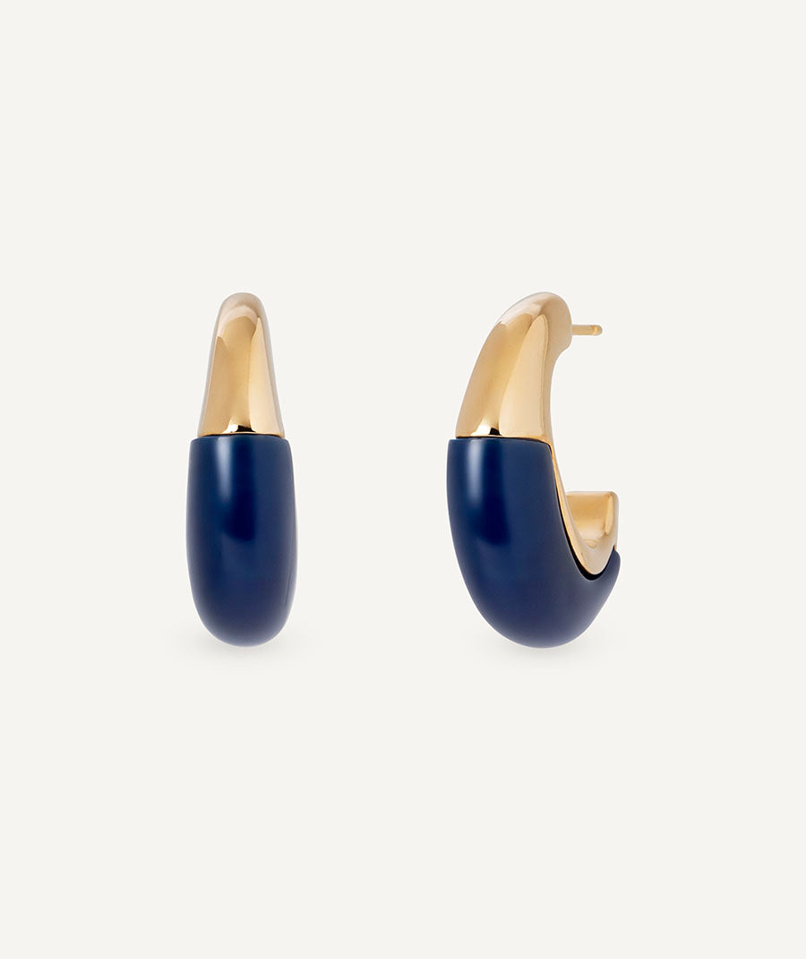 Pendientes semiluna Navy con Acetato y Resina azul