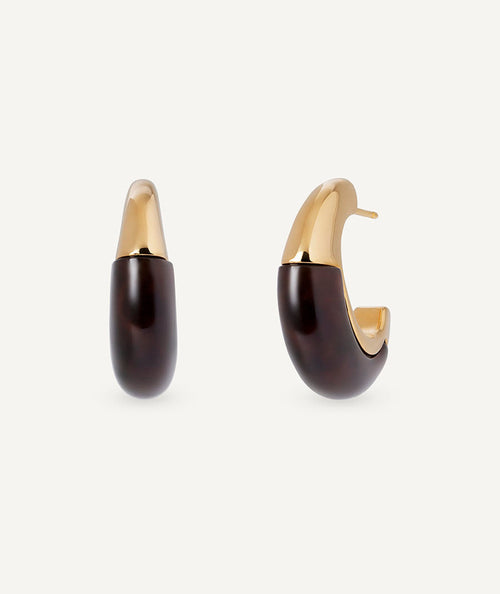Earrings Coffee Crescent with Brown Resin