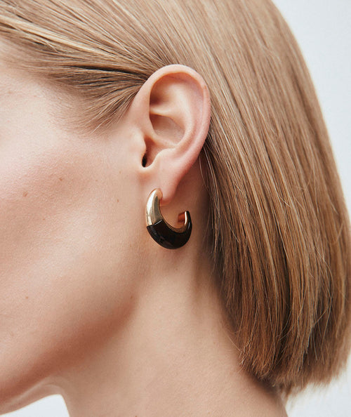 Earrings Coffee Crescent with Brown Resin secundaria