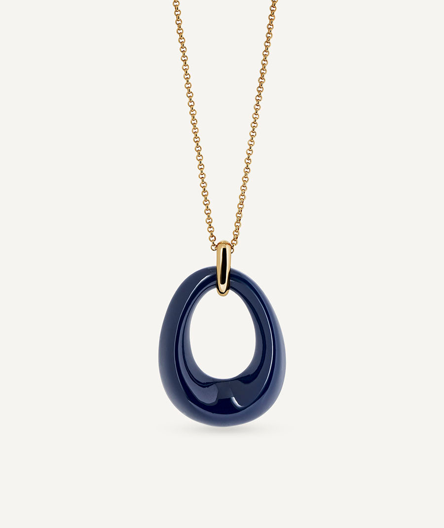 Pendant Oval Volume Navy with Blue Resin
