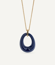 Pendant Oval Volume Navy with Blue Resin