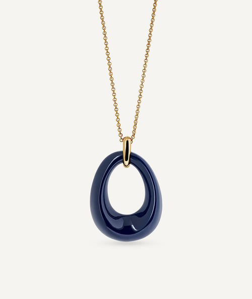 Pendant Oval Volume Navy with Blue Resin