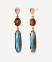 Earrings Jara Long with Soft-Toned Semiprecious Stones