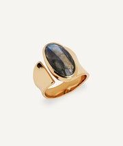 Ring Jara Wide with Green Labradorite