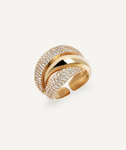 Ring Delum wide crossed with zircons