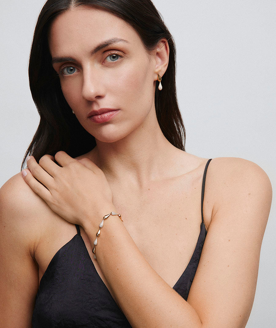 Set Drops necklace and bracelet with zirconia