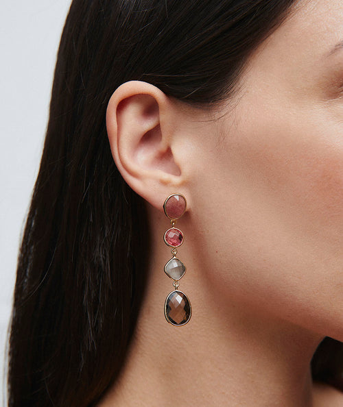 Pendientes largos Rosé Bruma con piedras naturales secundaria