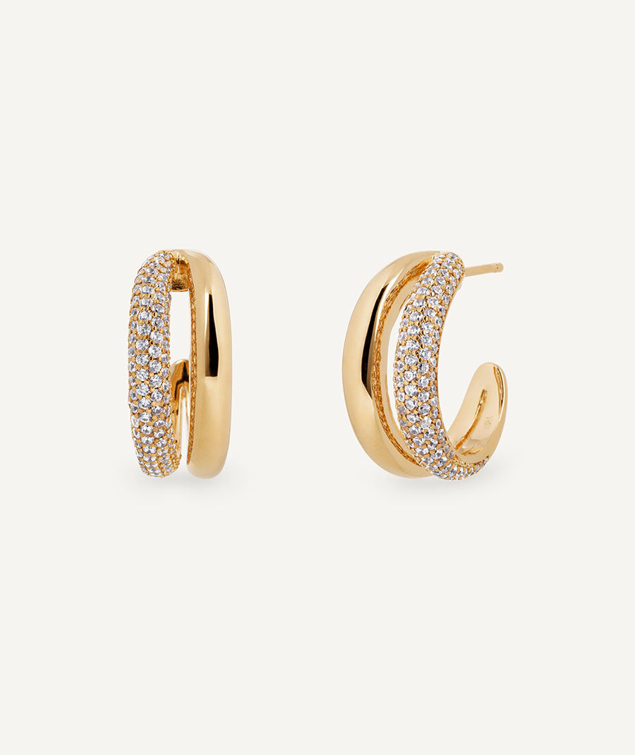 Pendientes semiluna dúo Allure con circonitas